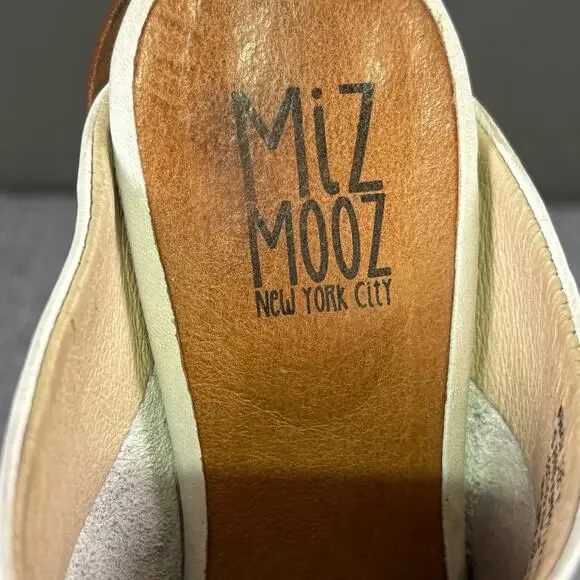 Miz Mooz Heels Women’s 6.5 Amalia Mules Leather Boho Slip On Minimalist White - Picture 10 of 12